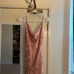 Lulu's Close To Your Heart Mauve Pink Satin Jacquard Cowl Slip Dress
